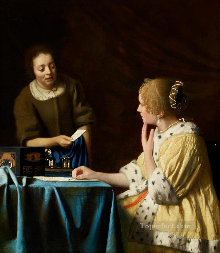Mistress and Maid Baroque Johannes Vermeer Oil Paintings